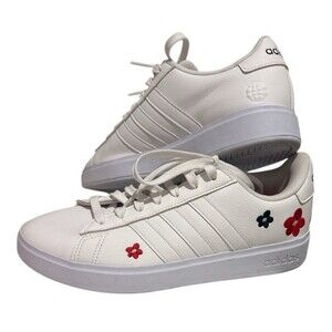 Adidas Grand Court Cloudfoam Floral Embroidery Size 8